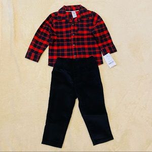 Carter’s 2 piece Red Flannel Shirt & Pants 18M NWT
